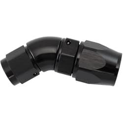 STEPPED 45 DEGREE END -8 HOSE TO -6AN EXPANDER HOSE END BLACTEFLON AF 572-08-06DBLK