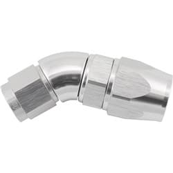 STEPPED 45 DEGREE END -8 HOSE TO -6AN EXPANDER HOSE END SILVTEFLON AF 572-08-06DS