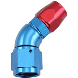 STEPPED 45 DEGREE END -8 HOSE TO -10AN REDUCER HOSE END BLUETEFLON AF 572-08-10D