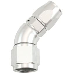 STEPPED 45 DEGREE END -8 HOSE TO -10AN REDUCER HOSE END SILVTEFLON AF 572-08-10DS