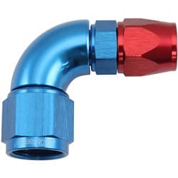 STEPPED 90 DEGREE END -6 HOSE TO -8AN REDUCER HOSE END BLUE TEFLON AF 573-06-08D