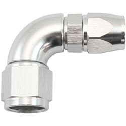 STEPPED 90 DEGREE END -6 HOSE TO -8AN REDUCER HOSE END SILVETEFLON AF 573-06-08DS