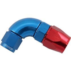 STEPPED 90 DEGREE END -8 HOSE TO -6AN EXPANDER HOSE END BLUETEFLON AF 573-08-06D