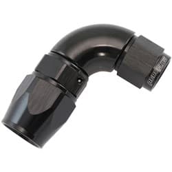 STEPPED 90 DEGREE END -8 HOSE TO -6AN EXPANDER HOSE END BLACTEFLON AF 573-08-06DBLK