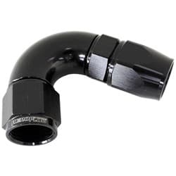 120 DEG -3AN FULL FLOW TEFLON HOSE END BLACK 1 PIECE FULLFLO