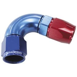 120 DEG -4AN FULL FLOW TEFLON HOSE END BLUE 1 PIECE FULLFLOW