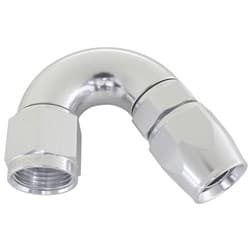 150 DEG -6AN FULL FLOW TEFLON HOSE END SILVER 1 PIECE FULLFL