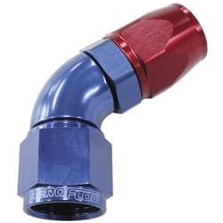 60 DEG -4AN FULL FLOW TEFLON HOSE END BLUE 1 PIECE FULLFLOW