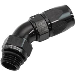 MALE END -6ORB to -6AN TEFLON FULL FLOW BILLET 45 DEG BLACK