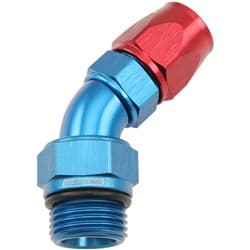 MALE END -8ORB to -6AN TEFLON FULL FLOW BILLET 45 DEG BLUE