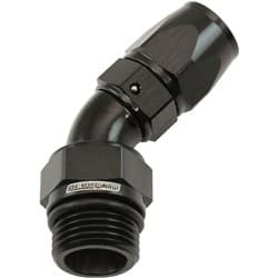 MALE END -8ORB to -6AN TEFLON FULL FLOW BILLET 45 DEG BLACK