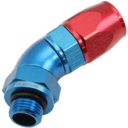 MALE END -6ORB to -8AN TEFLON FULL FLOW BILLET 45 DEG BLUE