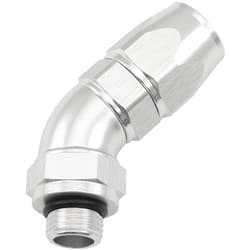 MALE END -6ORB to -8AN TEFLON FULL FLOW BILLET 45 DEG SILVER