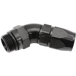 MALE END -8ORB to -8AN TEFLON FULL FLOW BILLET 45 DEG BLACK