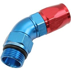 MALE END -10ORB to 10AN TEFLONFULL FLOW BILLET 45 DEG BLUE
