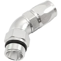 MALE END -10ORB to 10AN TEFLONFULL FLOW BILLET 45 DEG SILVER
