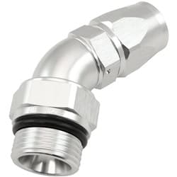 MALE END -12ORB to 10AN TEFLONFULL FLOW BILLET 45 DEG SILVER