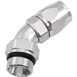 MALE END -12ORB to 12AN TEFLONFULL FLOW BILLET 45 DEG SILVER
