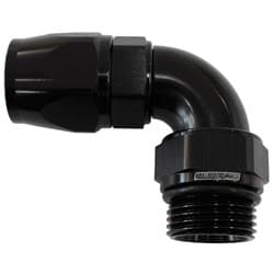 MALE END -6ORB to -6AN TEFLON FULL FLOW BILLET 90 DEG BLACK