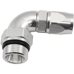 MALE END -6ORB to -8AN TEFLON FULL FLOW BILLET 90 DEG SILVER Aeroflow - AF 583-08-06DS
