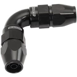 90 DEG -4AN TO -4AN TEFLON FULL FLOW DOUBLE HOSE ENDS PTFE BLACK - AF 593-04-04DBLK