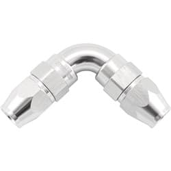 90 DEG -4AN TO -4AN TEFLON FULL FLOW DOUBLE HOSE ENDS PTFE SILVER - AF 593-04-04DS