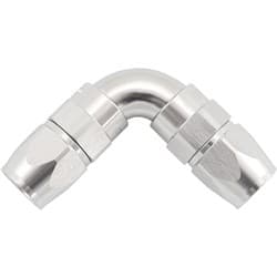 90 DEG -6AN TO -6AN TEFLON FULL FLOW DOUBLE HOSE ENDS PTFE SILVER - AF 593-06-06DS