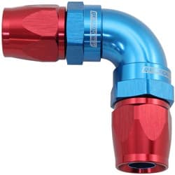 90 DEG -8AN TO -8AN TEFLON FULL FLOW DOUBLE HOSE ENDS BLUE PTFE - AF 593-08-08D
