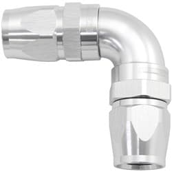 90 DEG -10AN TO -10AN TEFLON FULL FLOW DOUBLE HOSE ENDS SILVER PTFE - AF 593-10-10DS