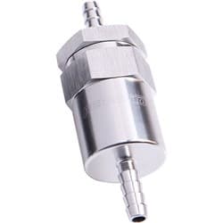 BILLET FUEL FILTER 3/8" BARB SILVER 30 MICRON BRONZE FILTER