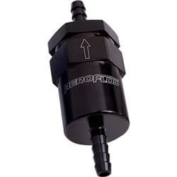 BILLET FUEL FILTER 1/2" BARB BLACK 30 MICRON BRONZE FILTER