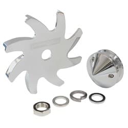 BILLET ALTERNATOR PULLEY & FANWITH NOSE COVER, POLISHED