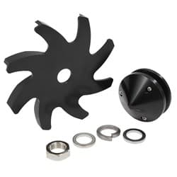 BILLET ALTERNATOR PULLEY & FANWITH NOSE COVER, BLACK