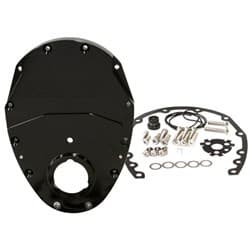 SB CHEV 350 V6 2 PIECE TIMING COVER KIT BILLET BLACK