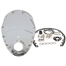 SB CHEV 350 V6 2 PIECE TIMING COVER KIT BILLET SILVER