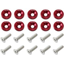 BILLET DRESS UP FENDER BOLT 10PACK M8 x 1.25mm UHL 20MM RED Aeroflow - AF 64-4374R