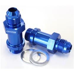 BG / DEMON INLET FITTING -6AN BLUE 9/16" X 24 TO -6AN LONG
