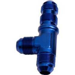 MALE -4AN TEE BULKHEAD ON RUN BLUE MALE -4AN NUT, SEPERATE