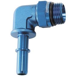 EFI FUEL FITTING 90 DEG 5/16 PUSH ON BARB TO -8ORB BLUE
