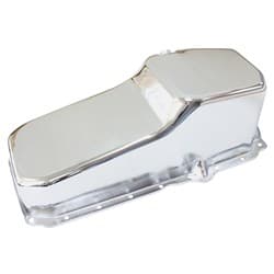 STOCK OIL PAN SBC LATE '86 ON RH/SIDE DIPSTICK CHROME