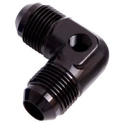 90 DEG UNION -6AN WITH 1/8" PORT BLACK