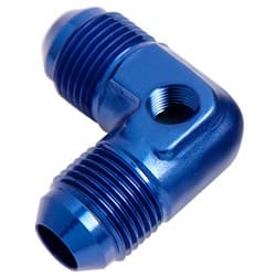 90 DEG UNION -8AN WITH 1/8" PORT BLUE