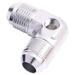 90 DEG UNION -8AN WITH 1/8" PORT SILVER