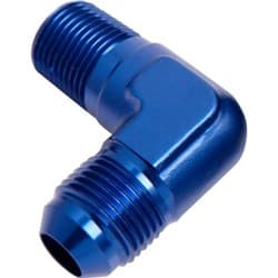 MALE 90 DEG 1/2" NPT TO -10AN BLUE MALE NPT TO AN 90 DEG
