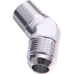 MALE 45 DEG 1/4" NPT TO -6AN SILVER MALE NPT TO AN 45 DEG