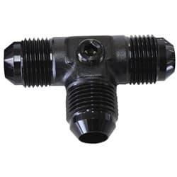 MALE FLARE TEE -6AN WITH 1/8" PORT BLACK ALL SIDES MALE AN