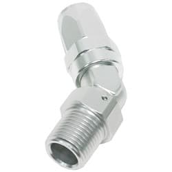 Male 1/8 NPT 45 Deg to -6 Hose Silver
