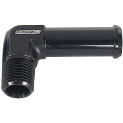 90 DEG 1/8" NPT TO 3/8" BARB BLACK 90 DEG MALE TO MALE