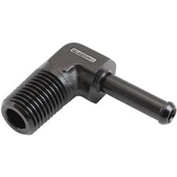 MALE 1/4" NPT TO 1/4" BARB BLACK 90 DEGREE MALE TO MALE