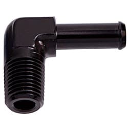 90 DEG 1/8" NPT TO 1/4" BARB BLACK 90 DEG MALE TO MALE